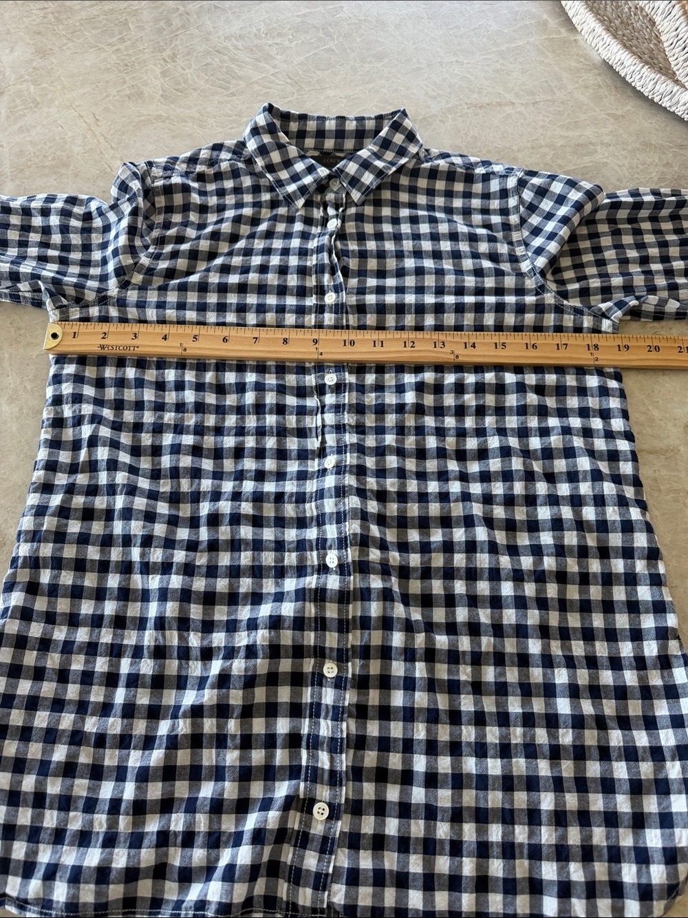 J Crew Boy Shirt Women's Size 6 Classic Preppy Blue and White Plaid Gingham - Picture 3 of 4